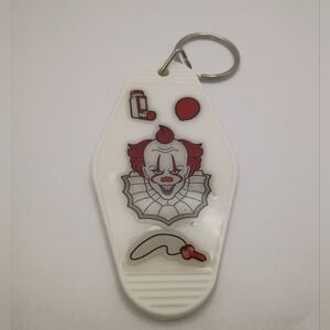 Handmade IT Pennywise Clown Motel Keychain UV Resin Horror Movie Fan Gift